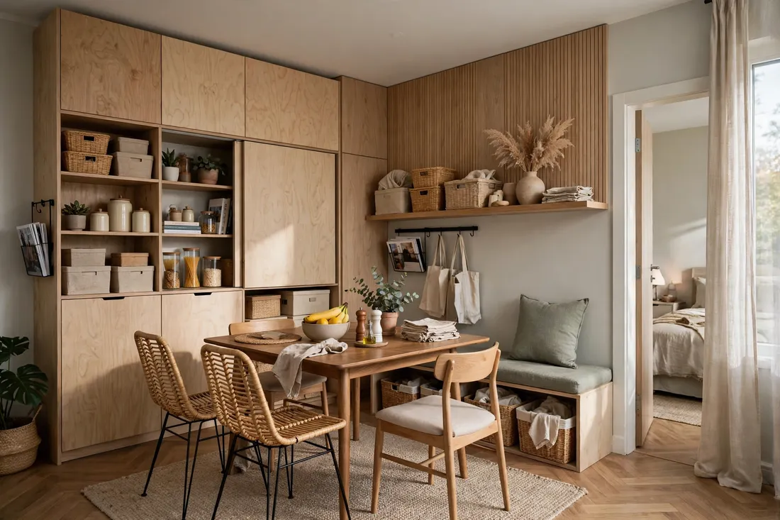 One bedroom apartment dining storage