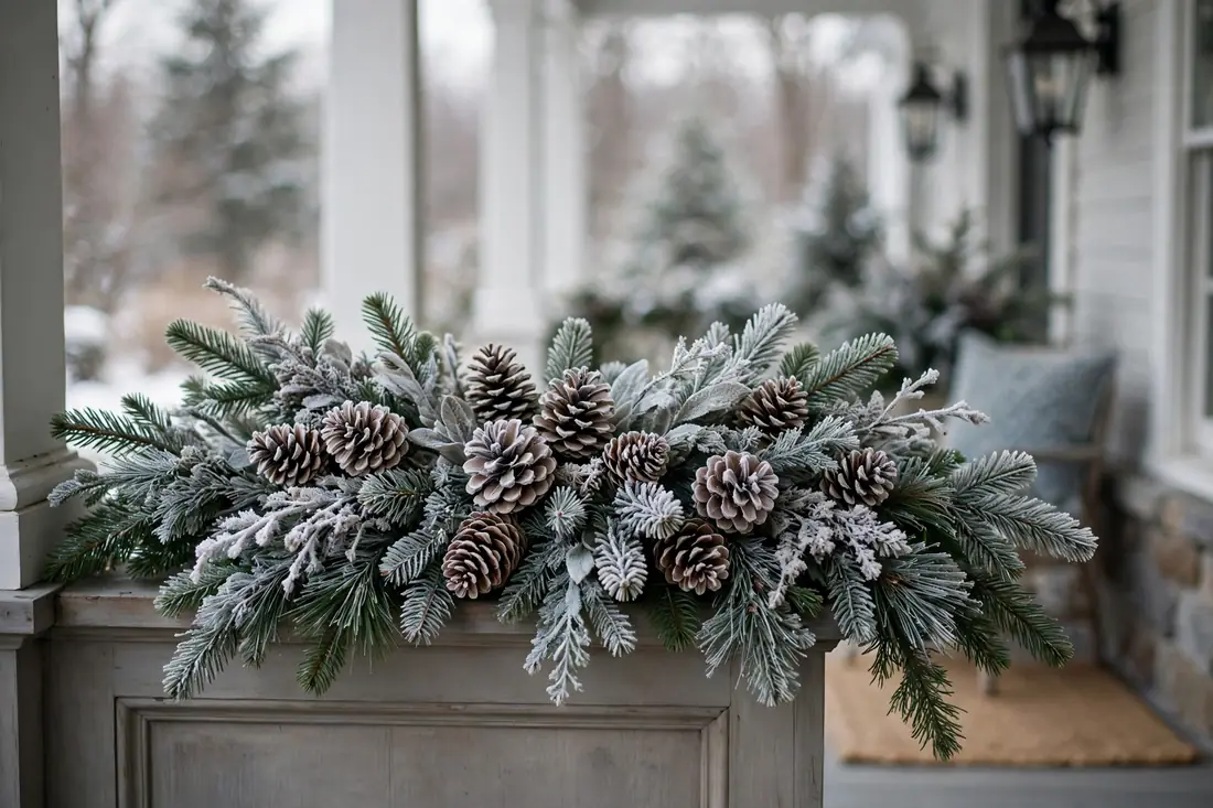Frosted evergreen and pinecone elegance