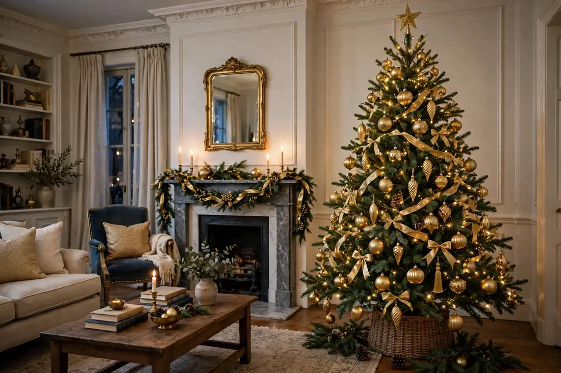 Tree with gold ornaments