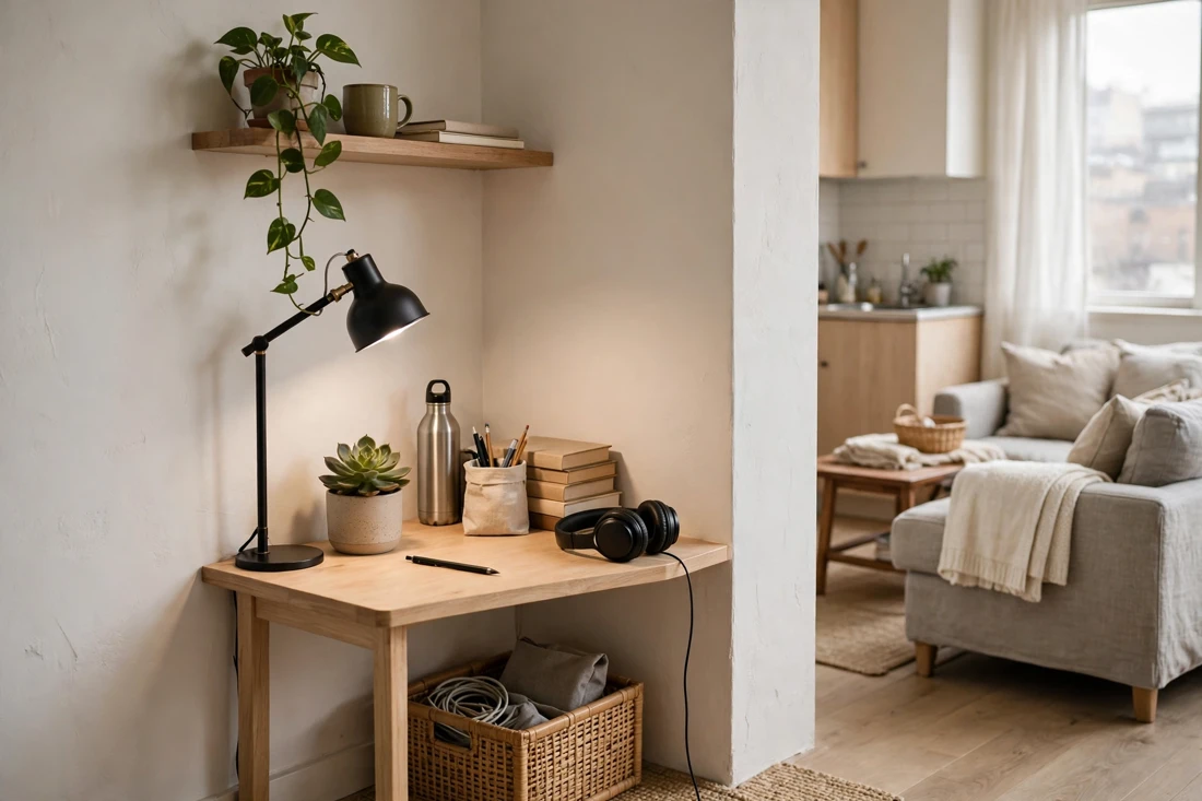 Studio apartment homework corner