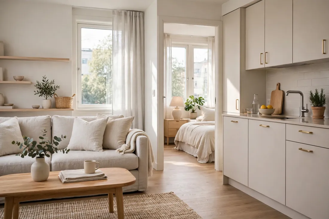 One bedroom apartment light colors