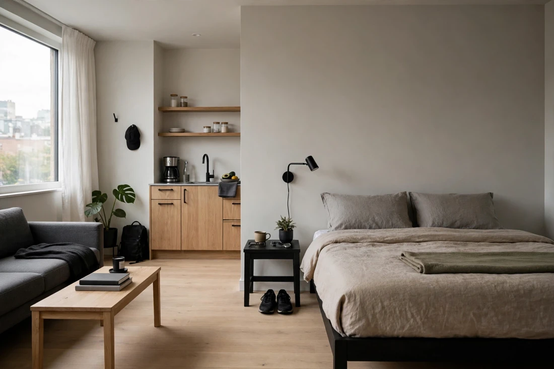 Minimalist men's bedroom