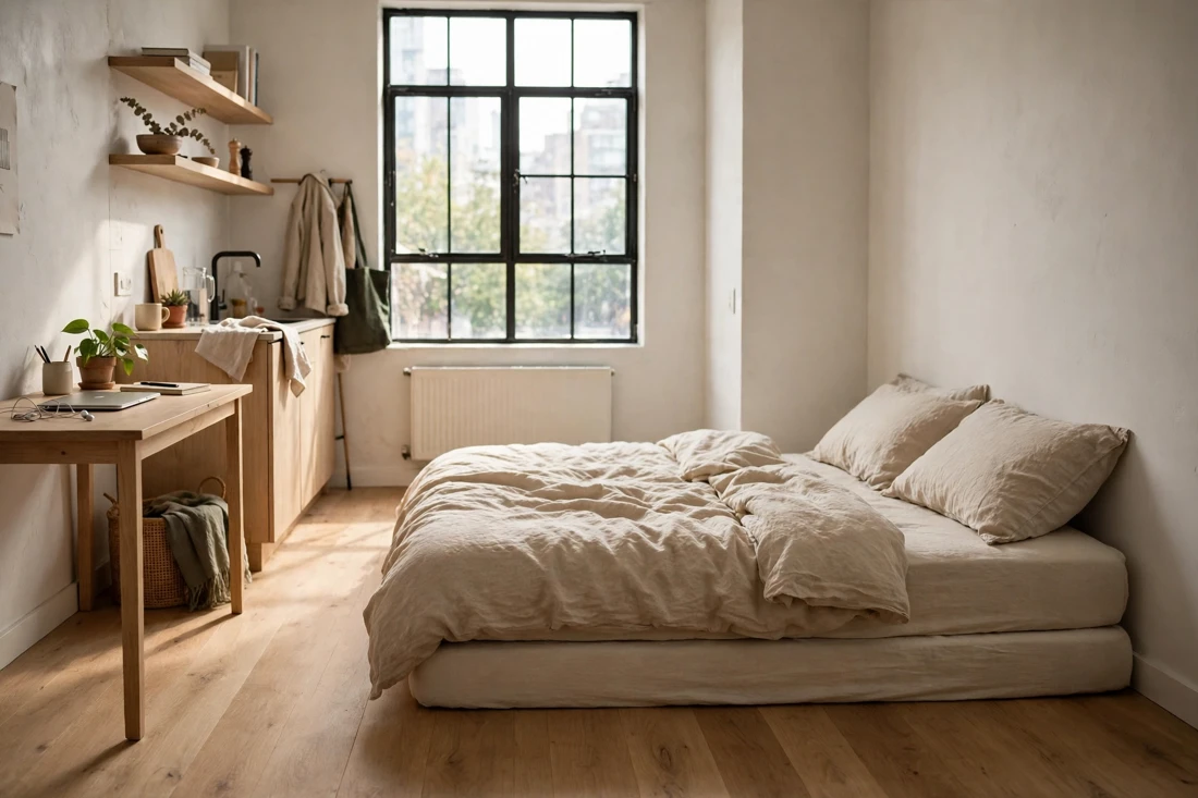 Studio apartment no rug under bed mistake