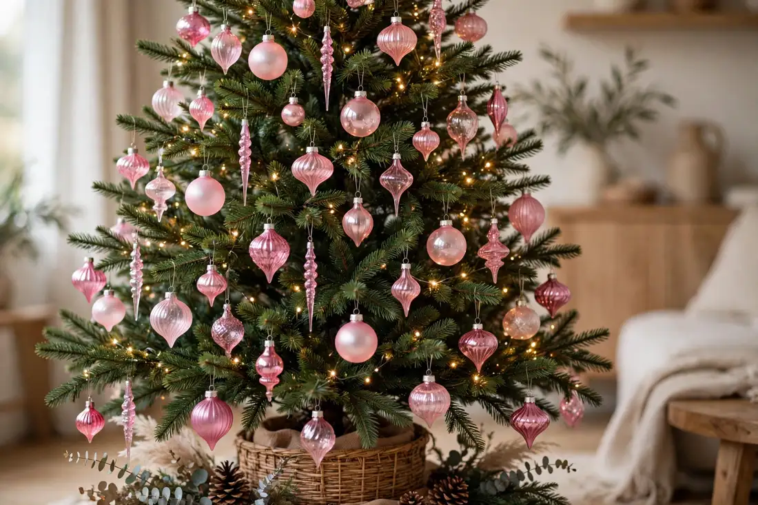 Pink glass ornaments