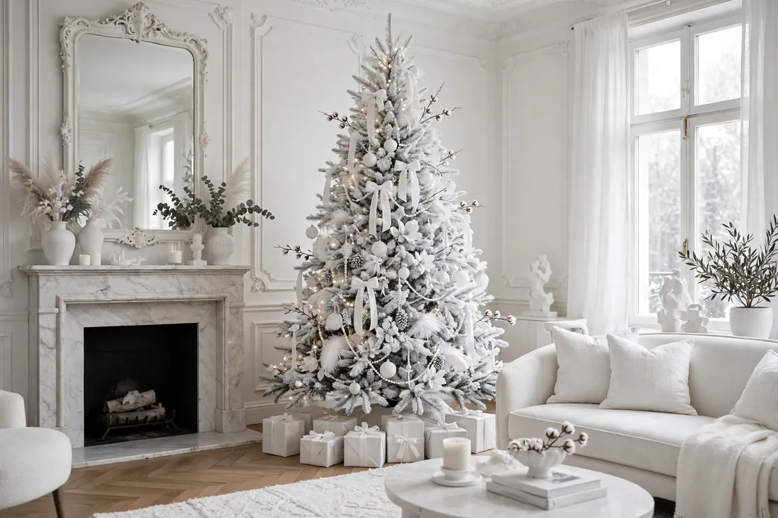 Monochrome white elegant tree