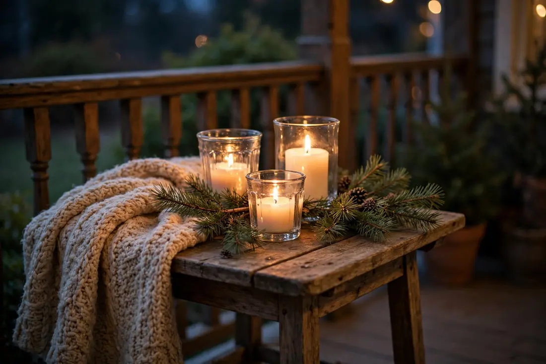 Candlelit porch table