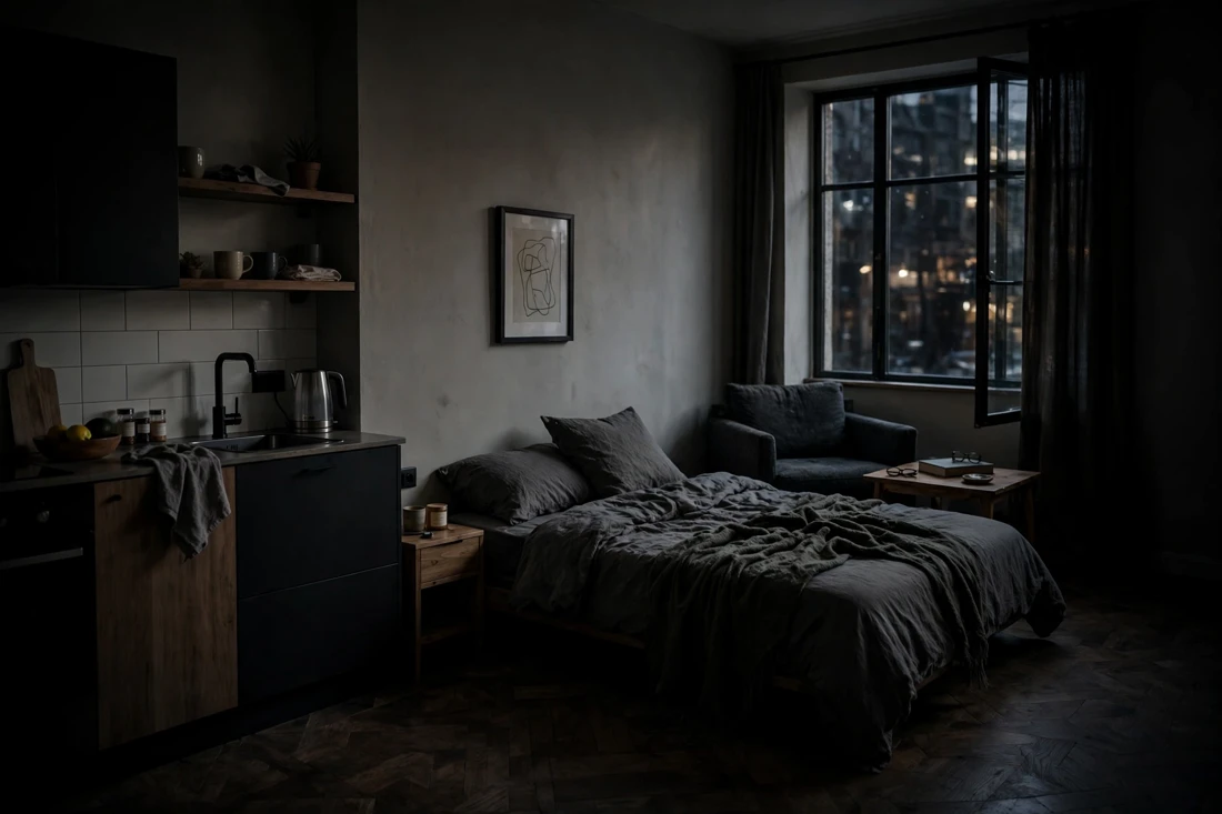 Studio apartment dark corners mistake