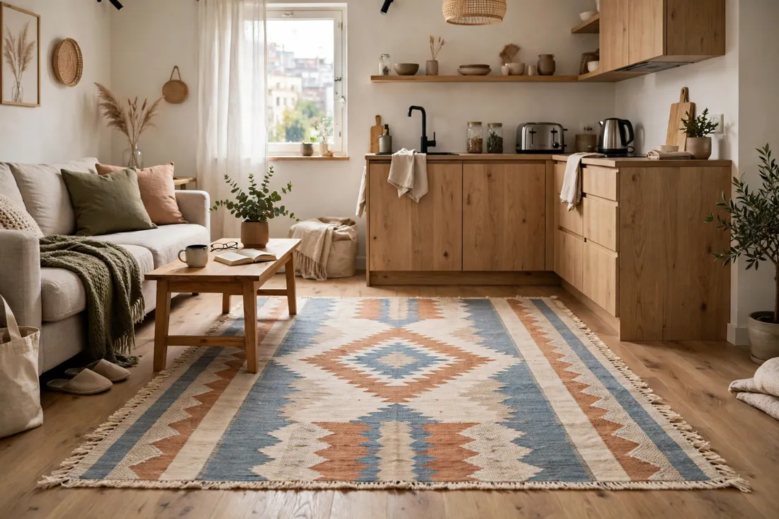 Studio apartment flatweave rug