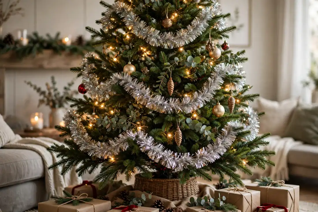 Tinsel garland tree