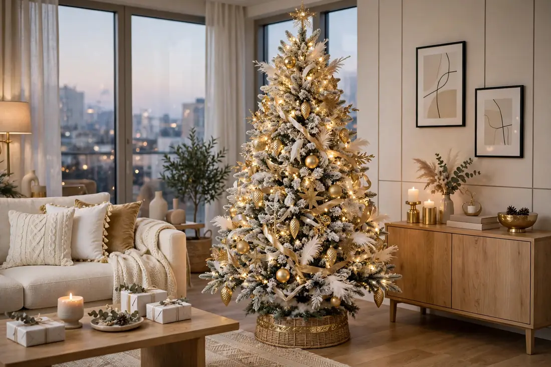 Gold and white apartment tree