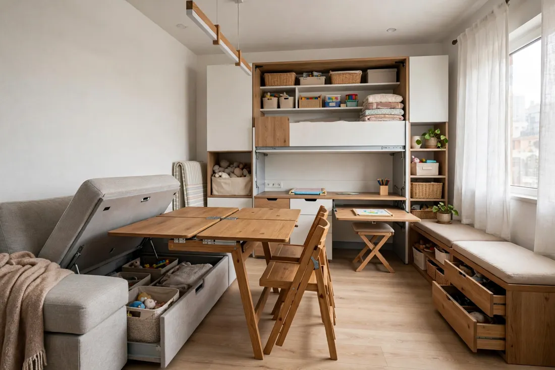 Studio apartment multi-use furniture