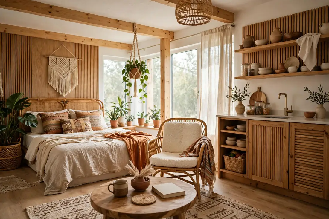 Natural wood accents