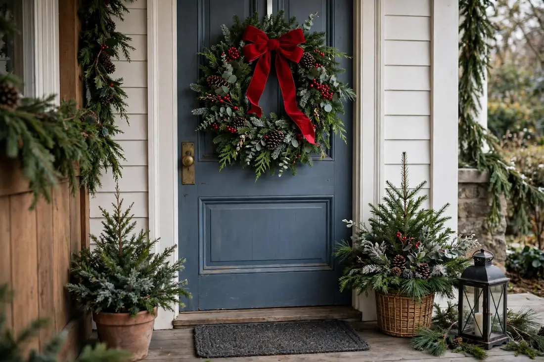 Wreath with red bow