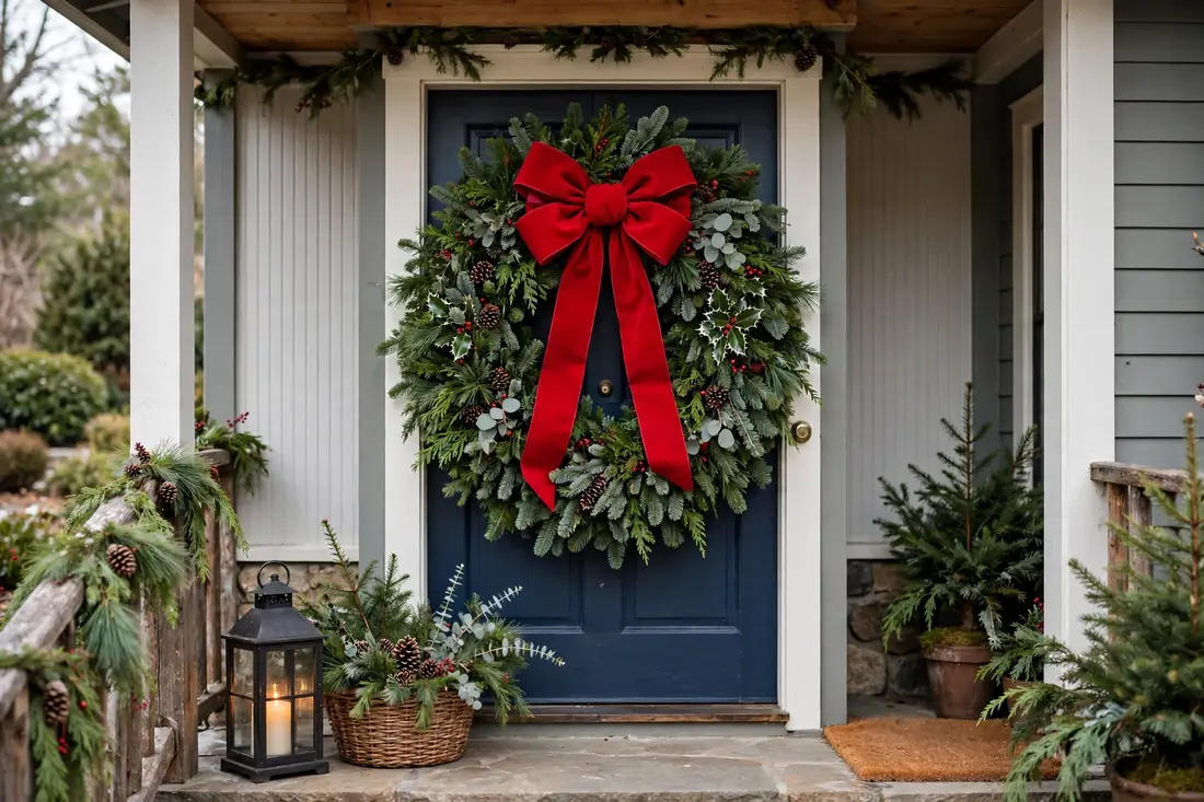 Big red bow wreath