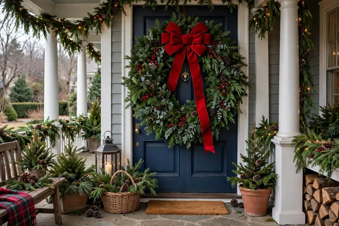Wreath with big red bow