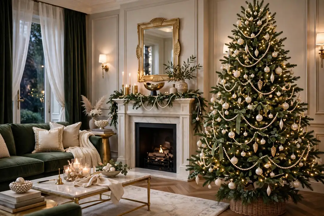 Elegant tree with pearl ornaments