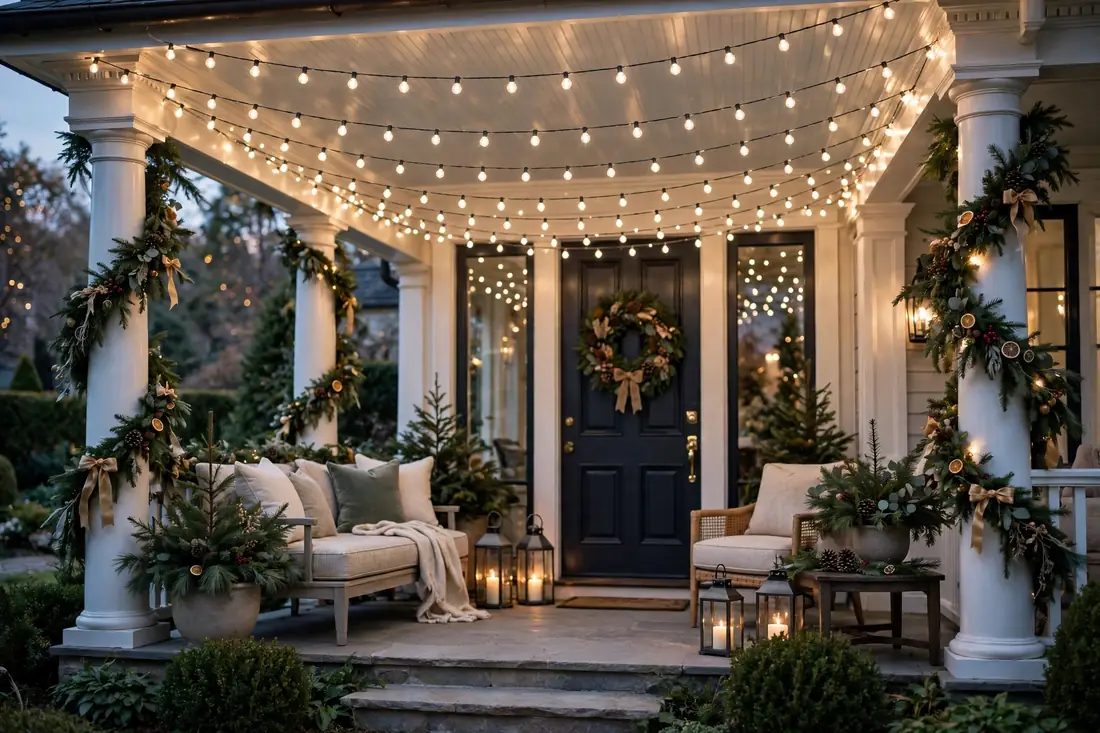 Soft white string lights canopy