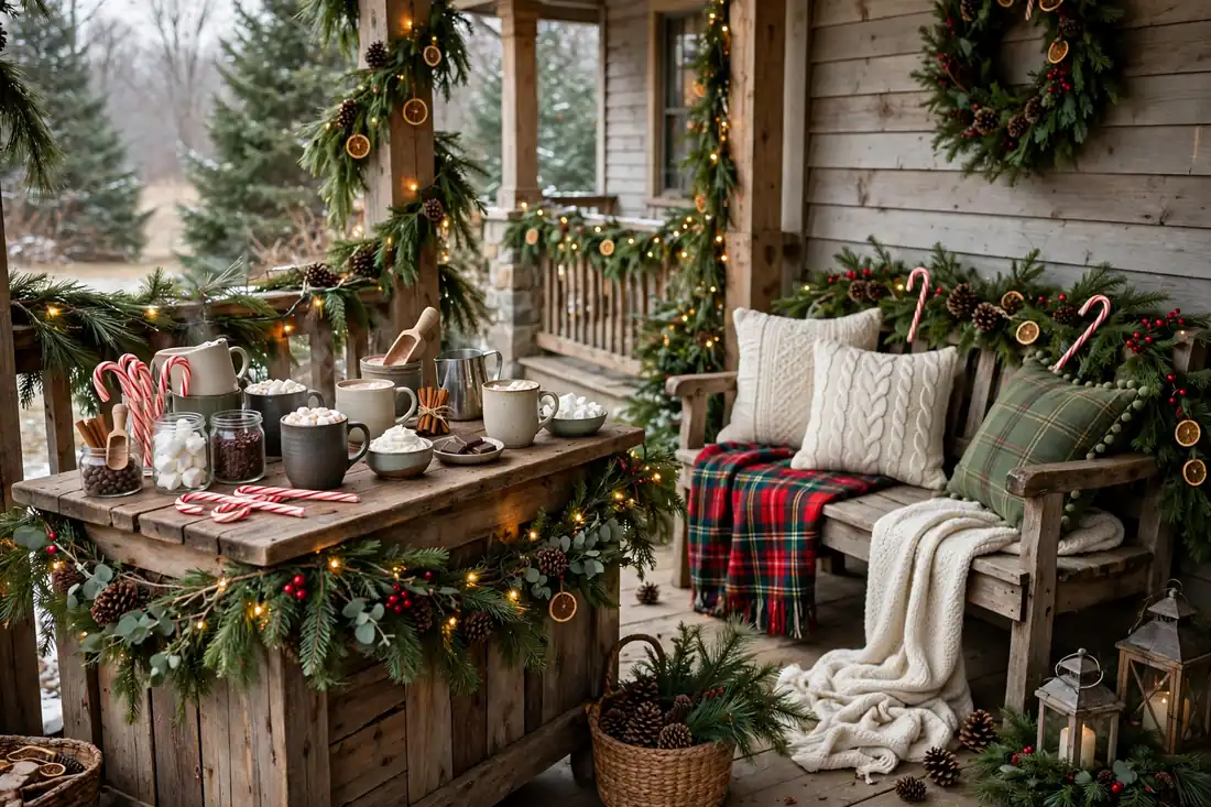 Cocoa bar on a Christmas porch