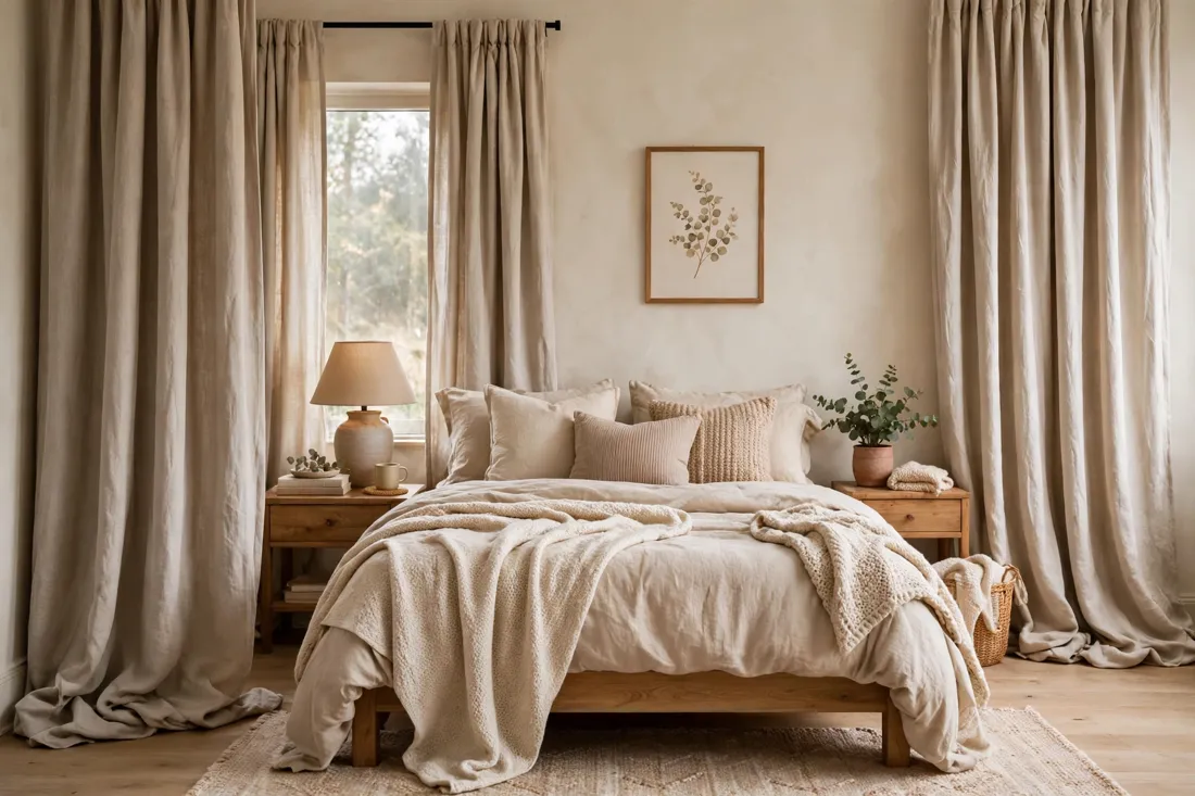 Floor-length cozy drapes