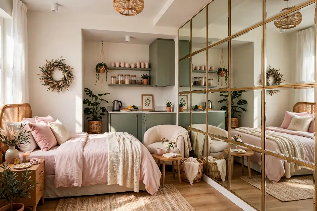 Stylish mirror wall
