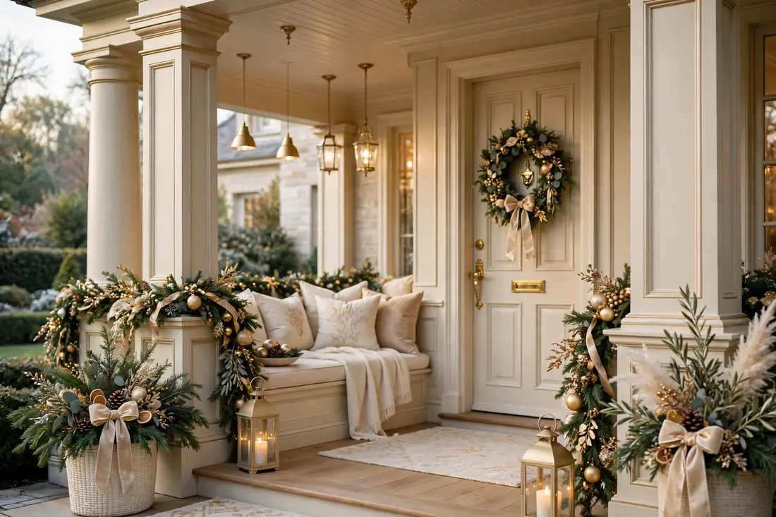 Refined champagne and cream porch