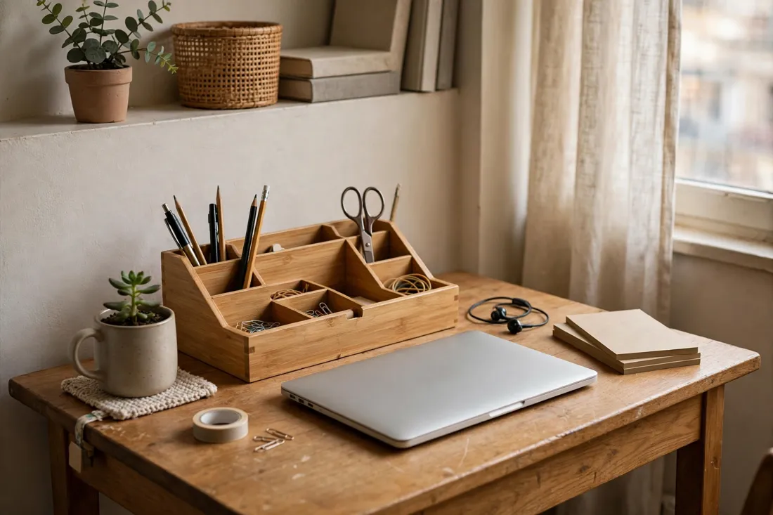 Small apartment desk organizer