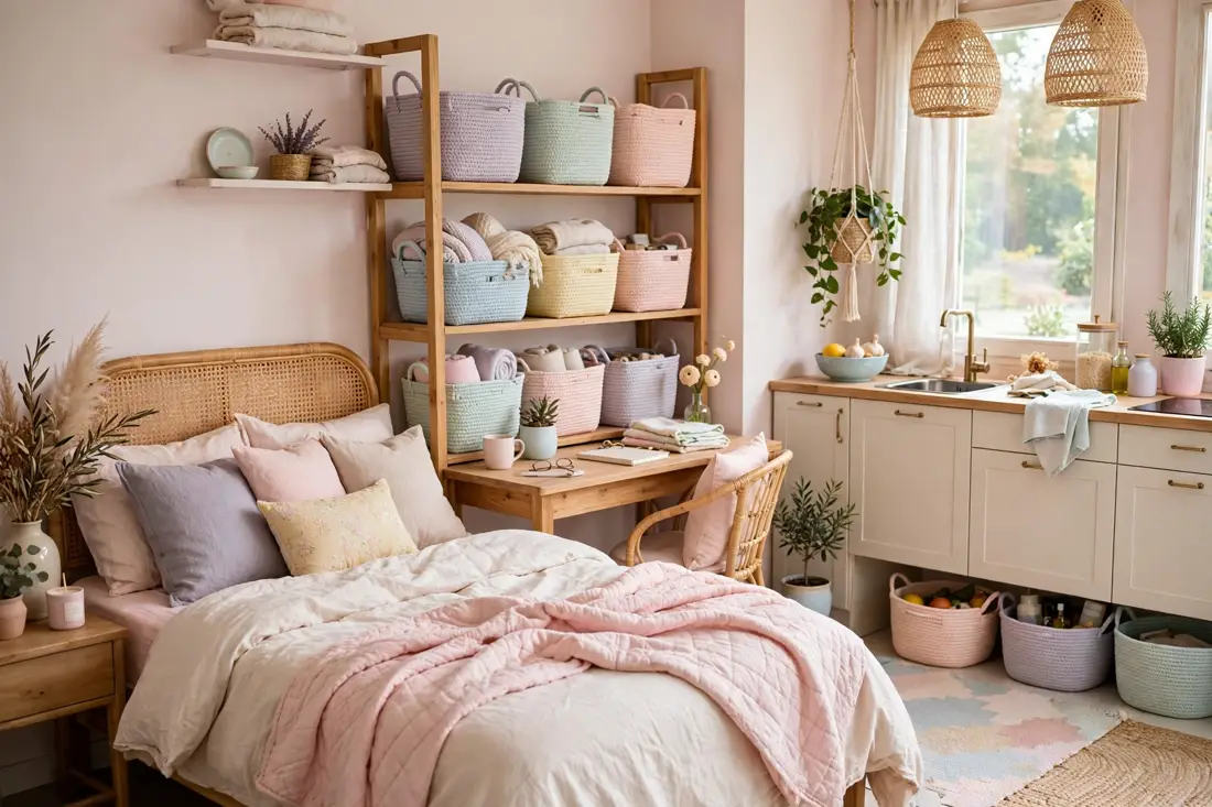 Pastel storage baskets