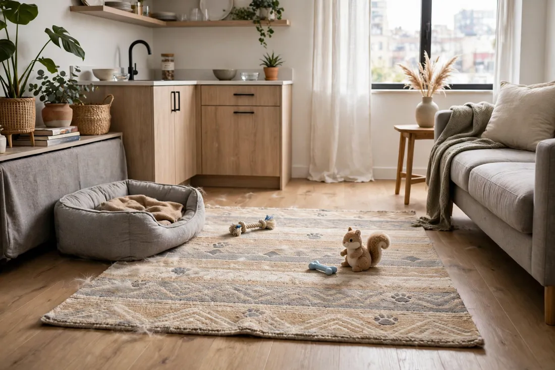 Studio apartment pet-friendly rug
