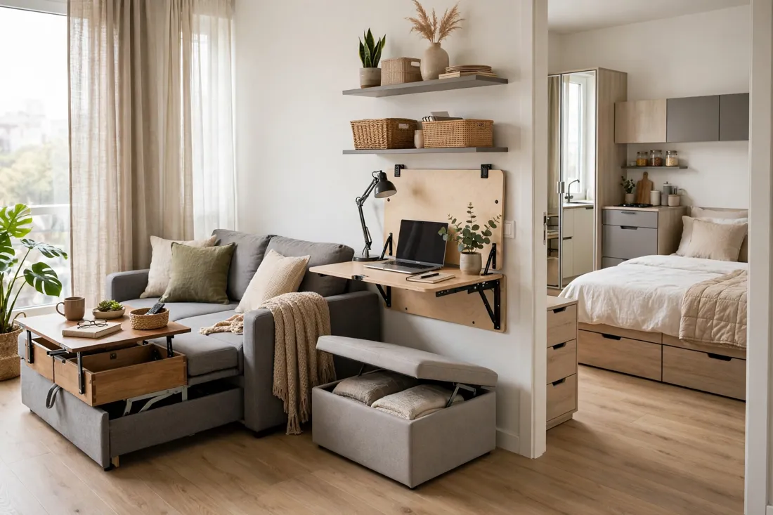 One bedroom apartment multi-use furniture