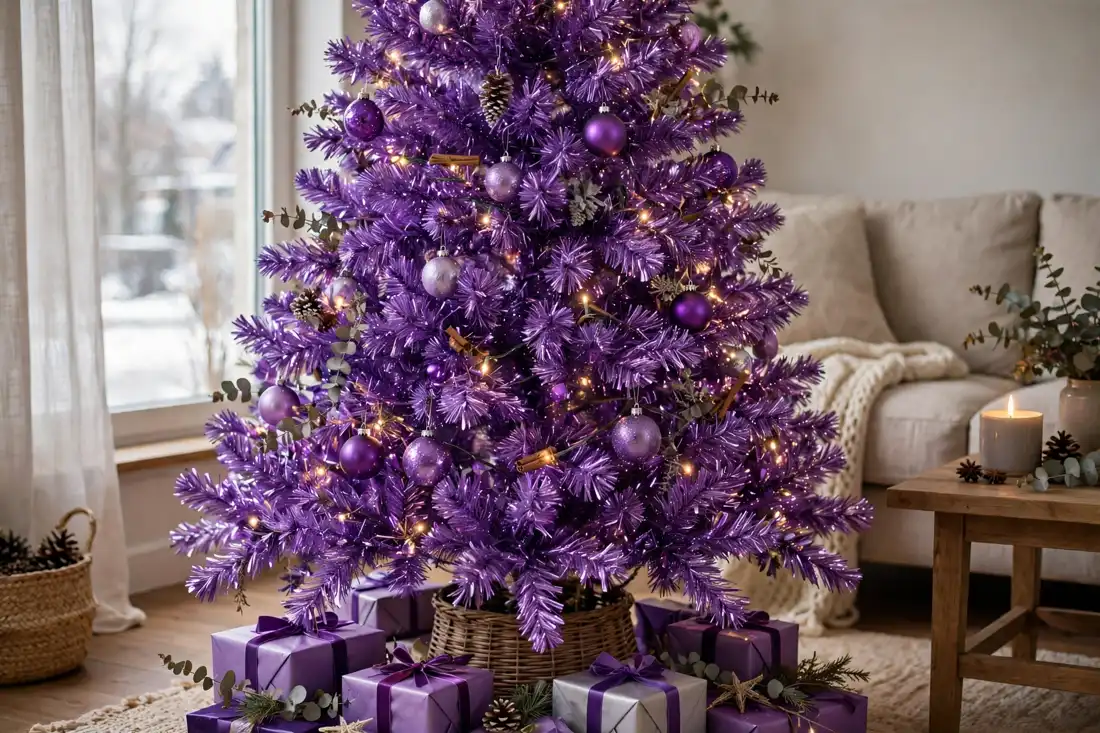 Purple tinsel tree