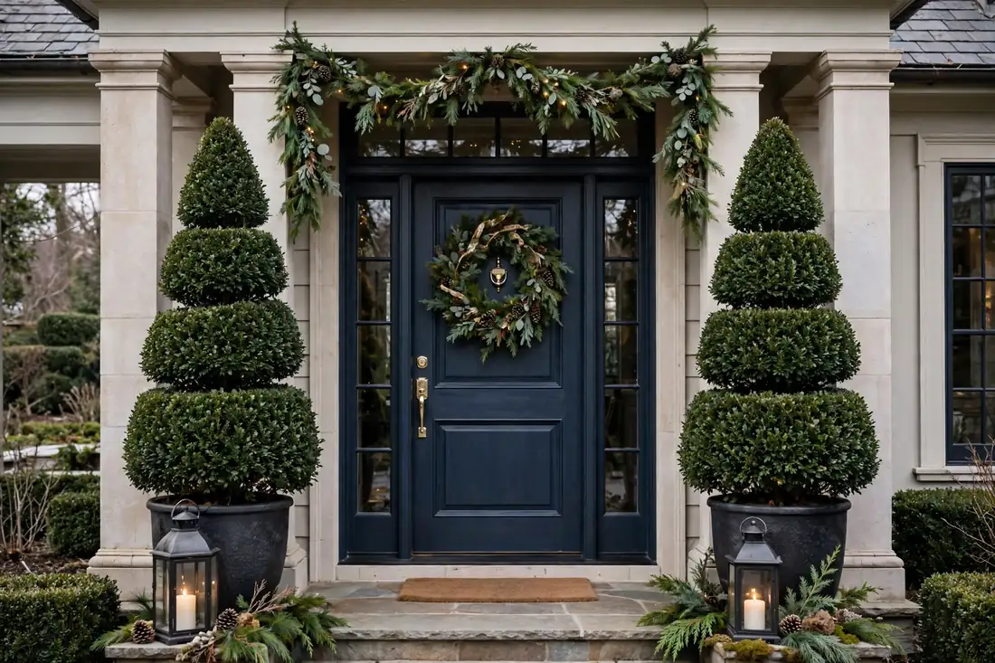 Elegant topiary Christmas trees
