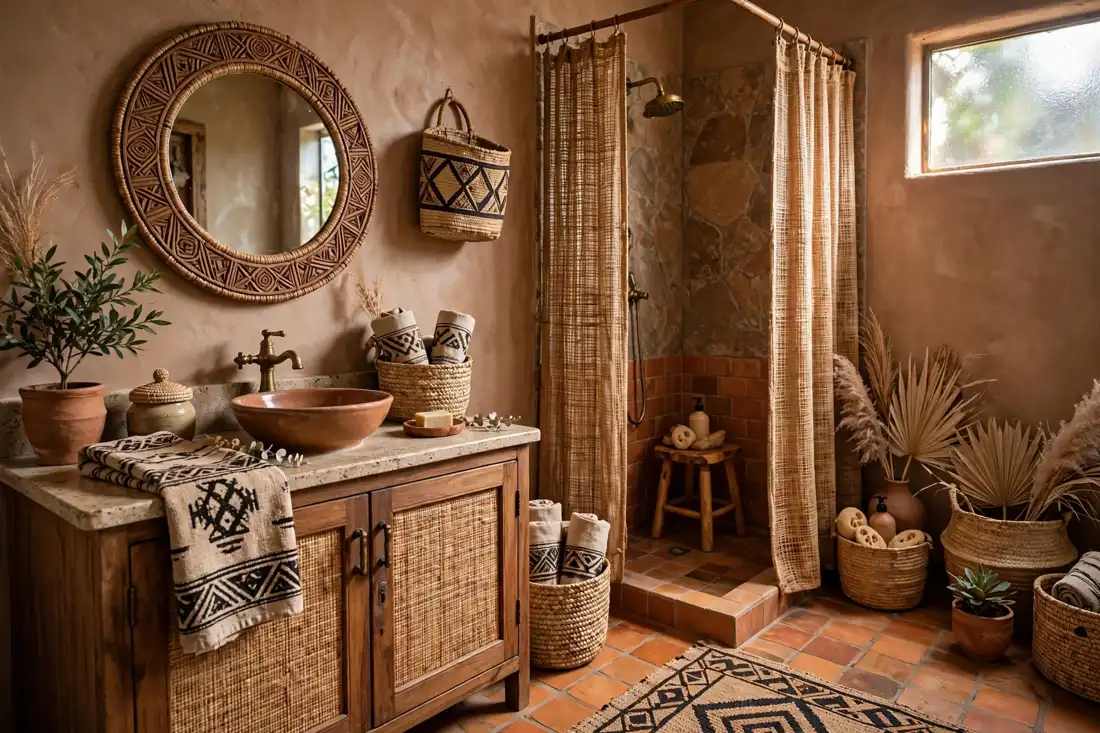 Afrohemian bathroom