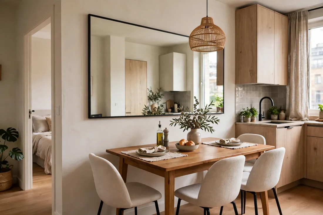One bedroom apartment dining mirror