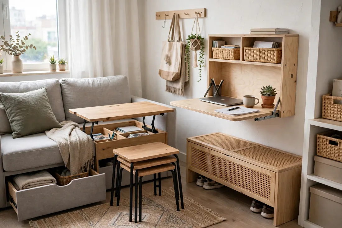 Small apartment multi-use furniture