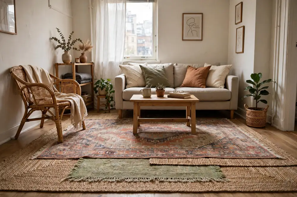 Small apartment rug layers