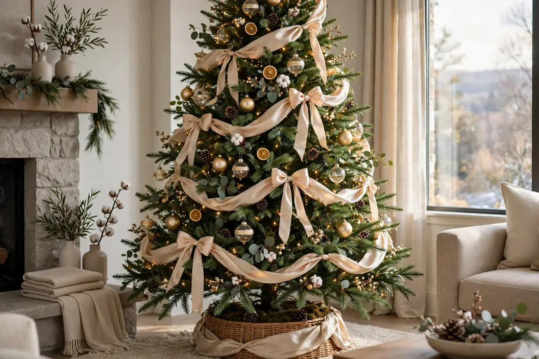 Elegant tree with silk ribbon