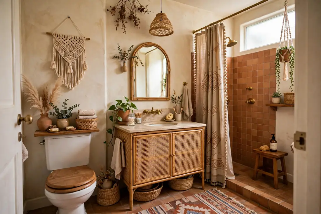 Boho bathroom touches
