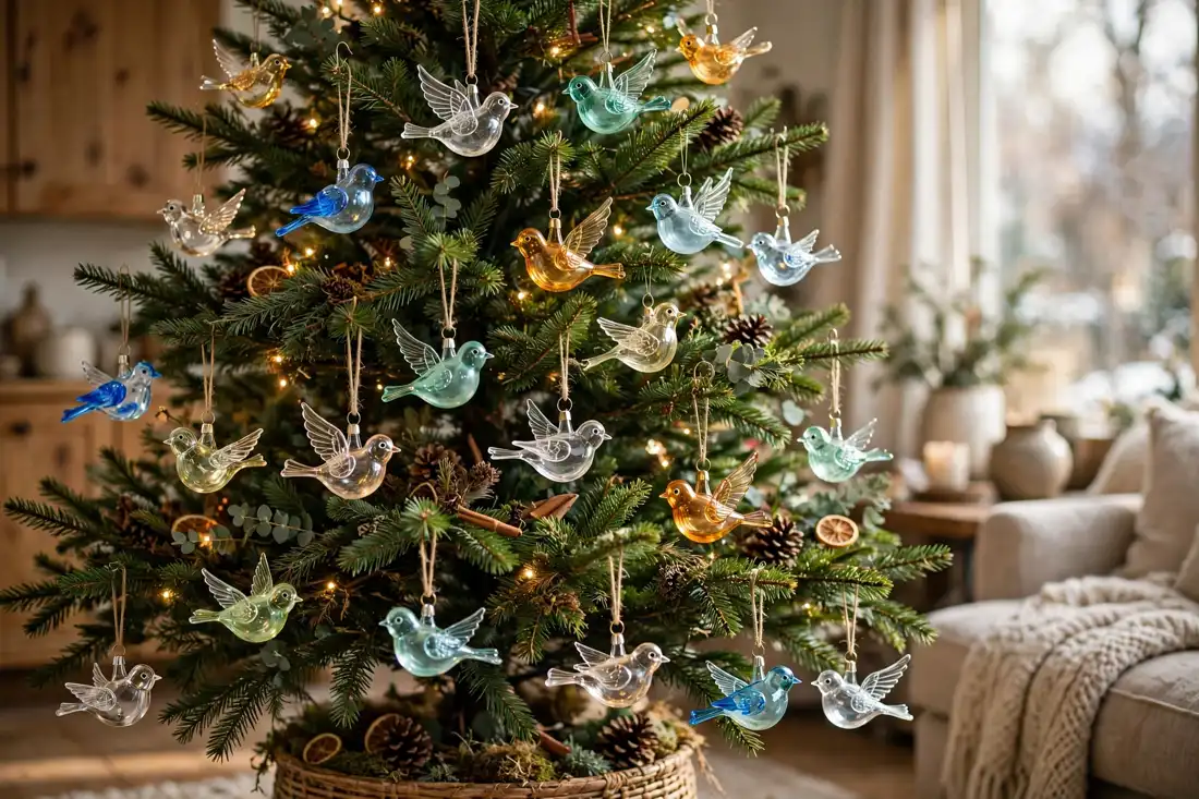 Glass bird ornaments