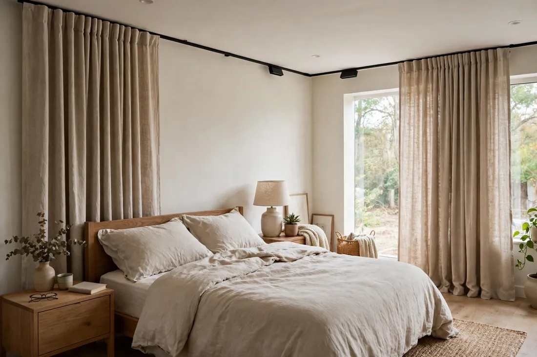 Ceiling-mounted curtains