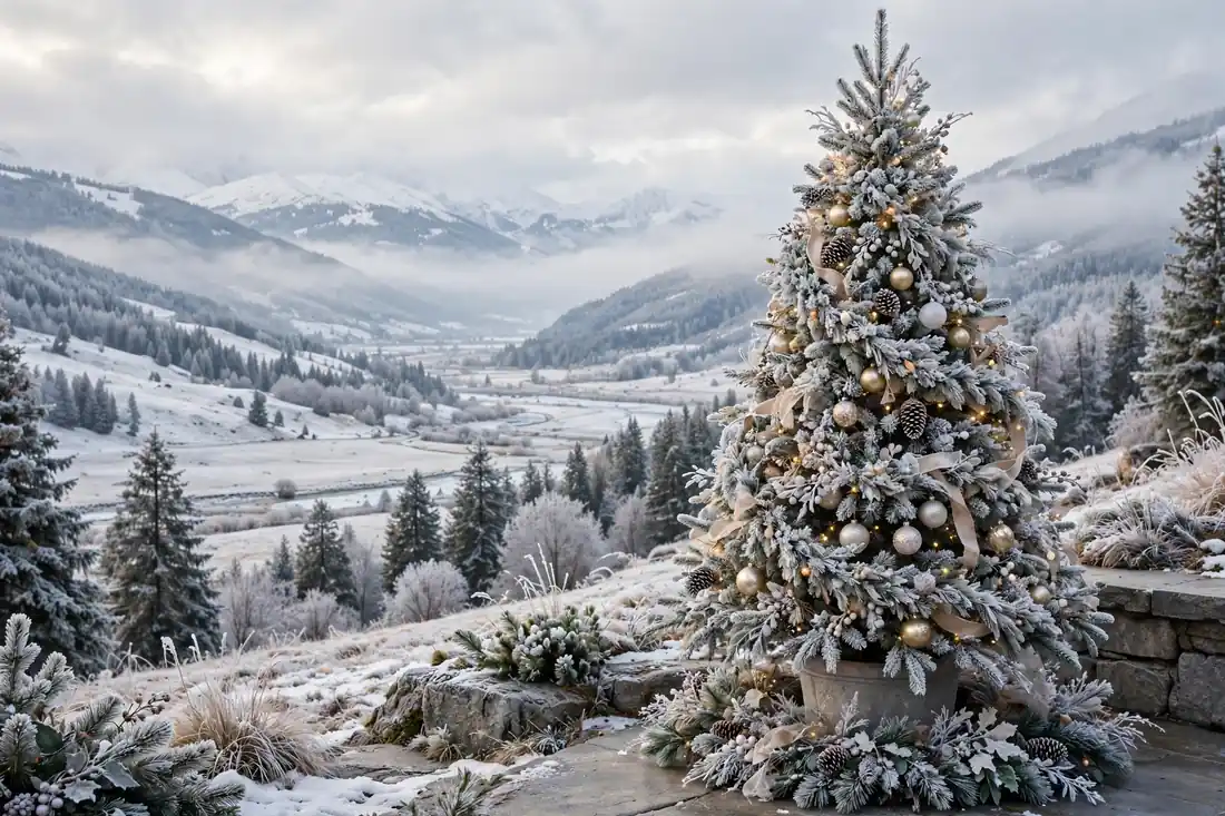 Elegant tree with frosted garland