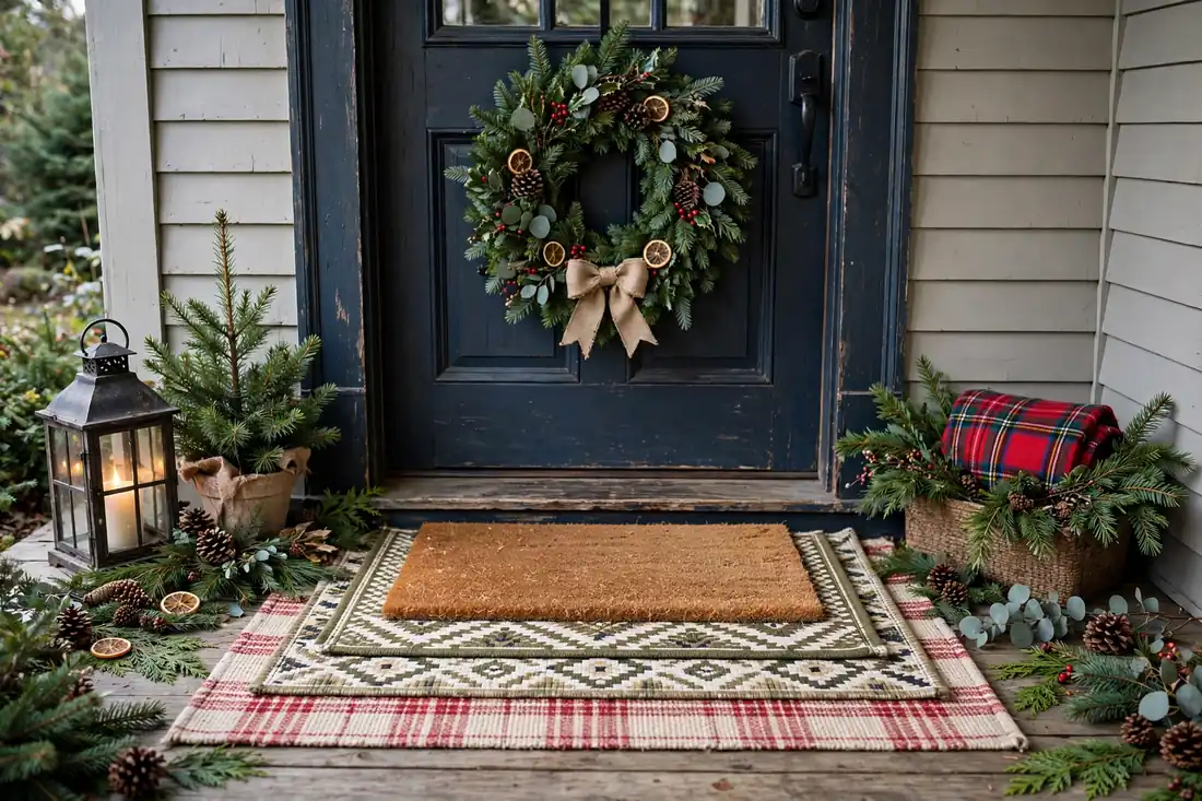 Layered front porch doormats