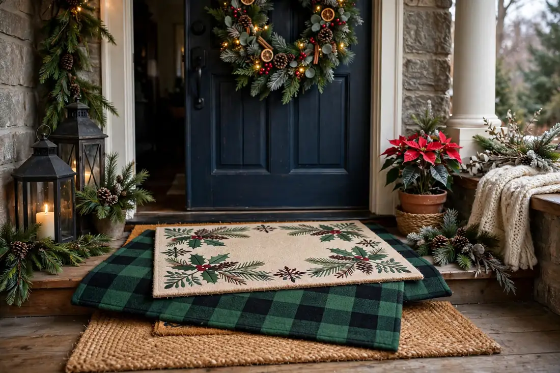 Layered holiday doormats