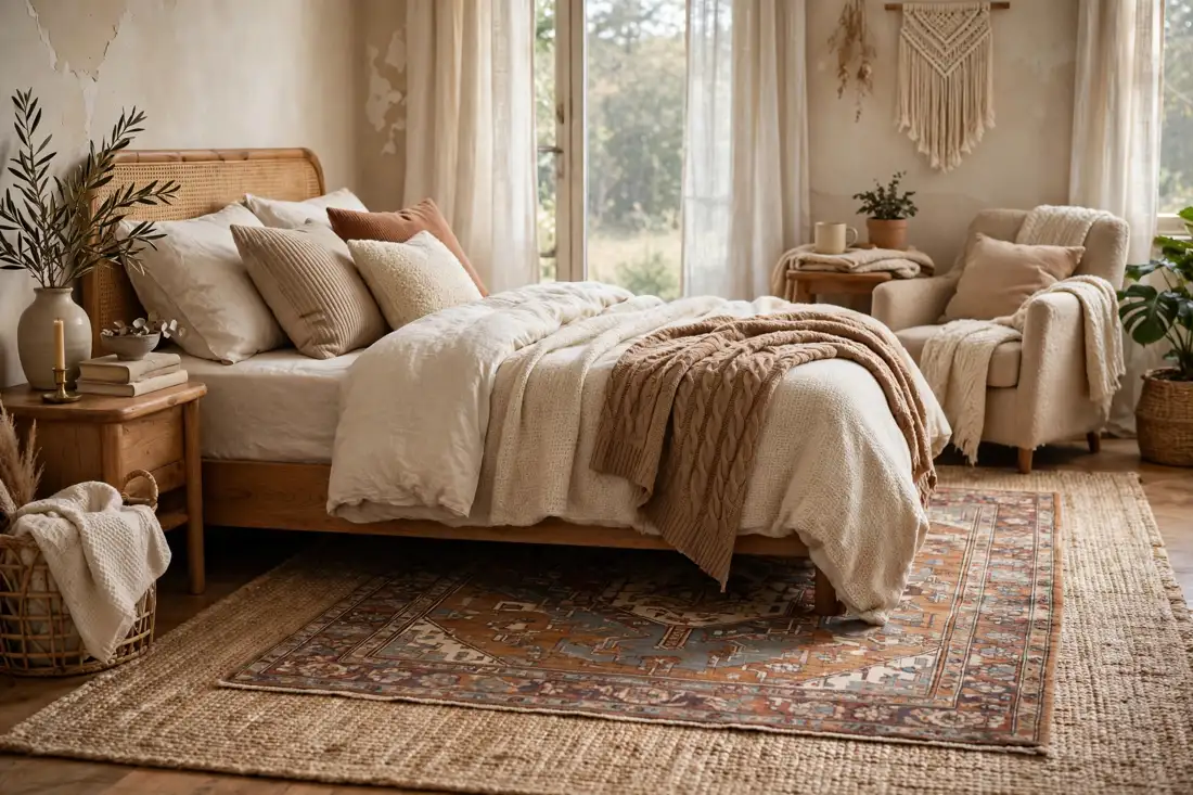 Layered rug placement