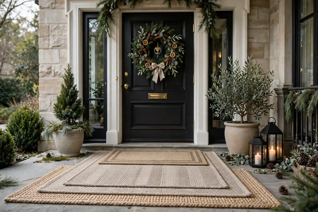 Elegant layered neutral doormats