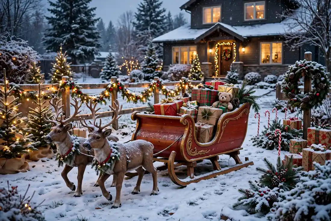 Outdoor Santa sleigh display