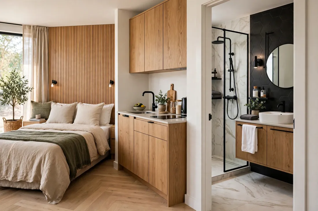 Airbnb studio bathroom design