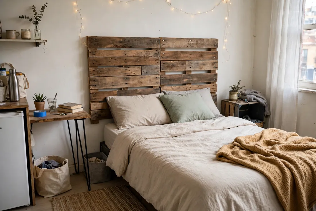 Studio apartment DIY headboard