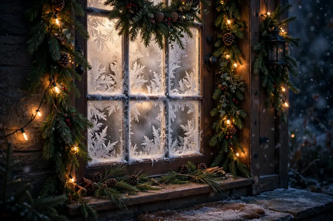 Frosted window by entryway