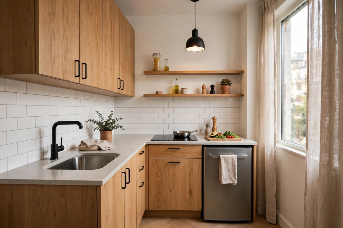 Small apartment compact kitchen design
