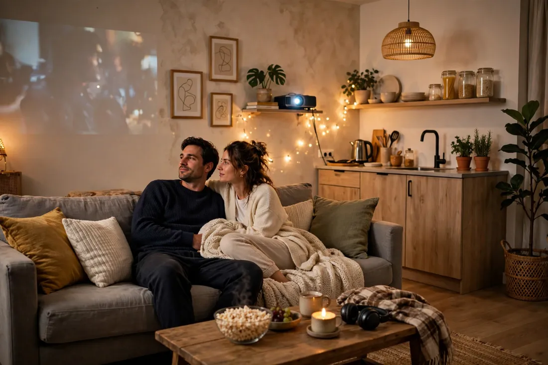 Cosy movie night setup